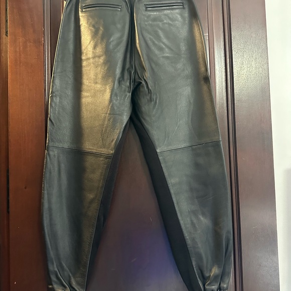Coach Black Leather Jogger Pants - 2 - Picture 2 of 2